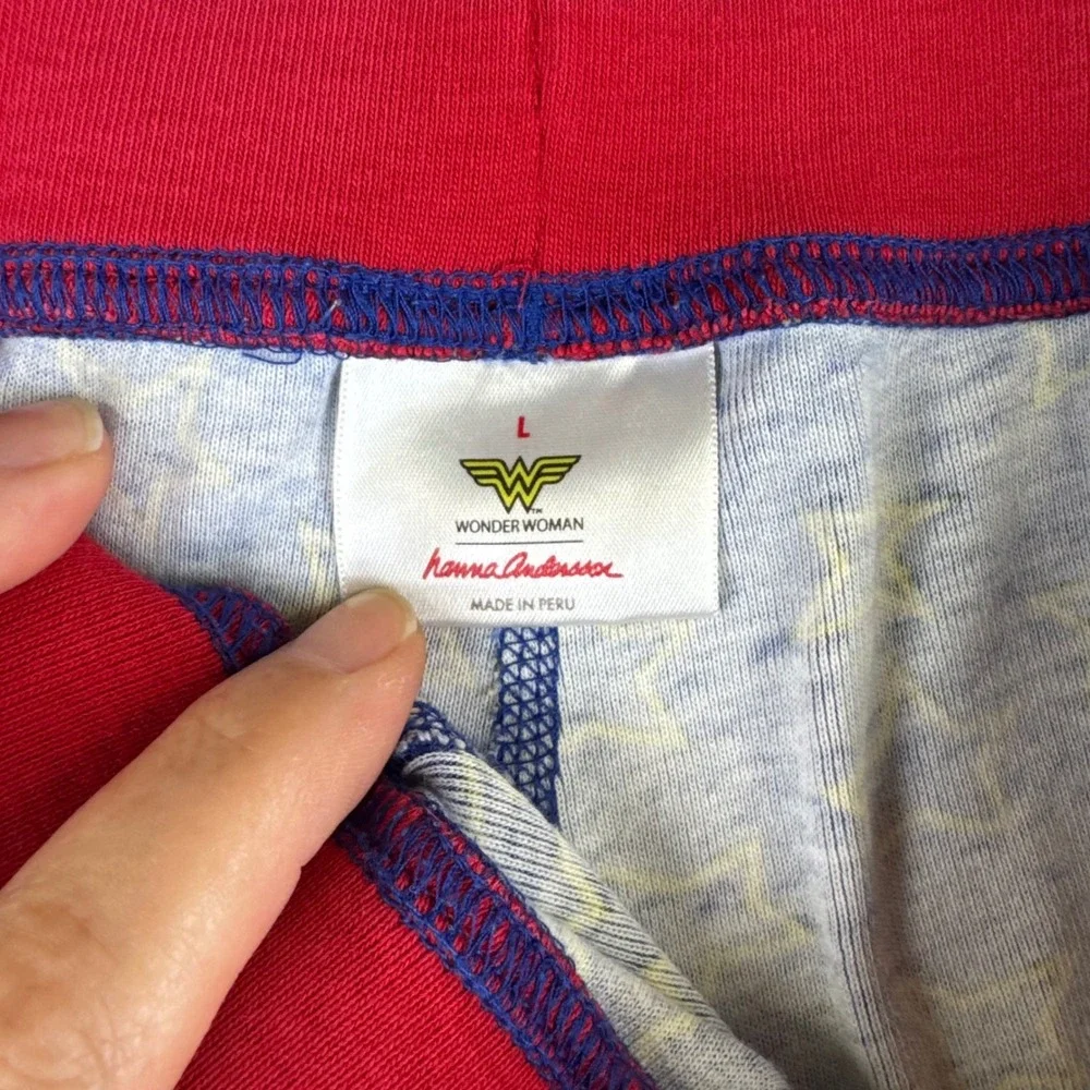 Hanna Andersson Pajama Pants Kids L Blue Star Wonder Woman Organic Cotton (1483)